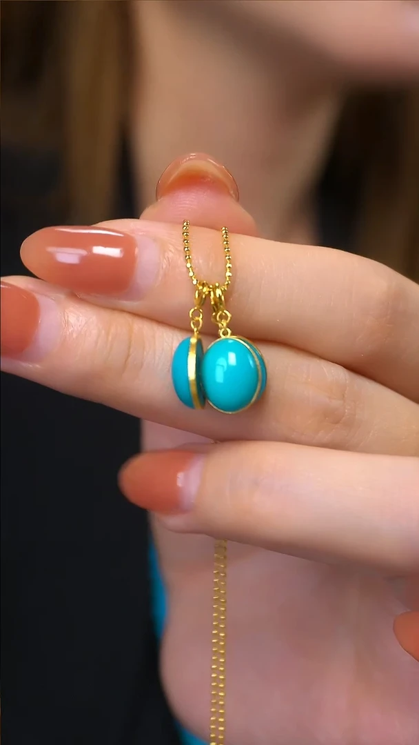 18K金镶嵌绿松石吊坠不含链多样性发其一