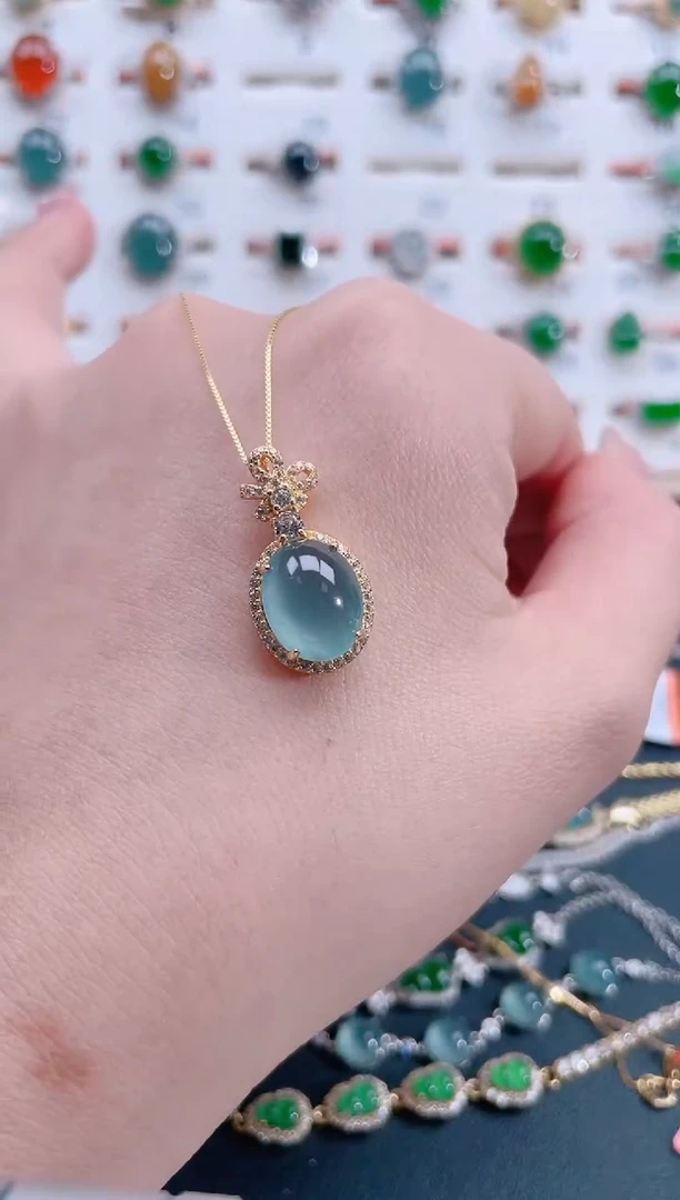 颈饰银S925镶嵌翡翠天然翡翠