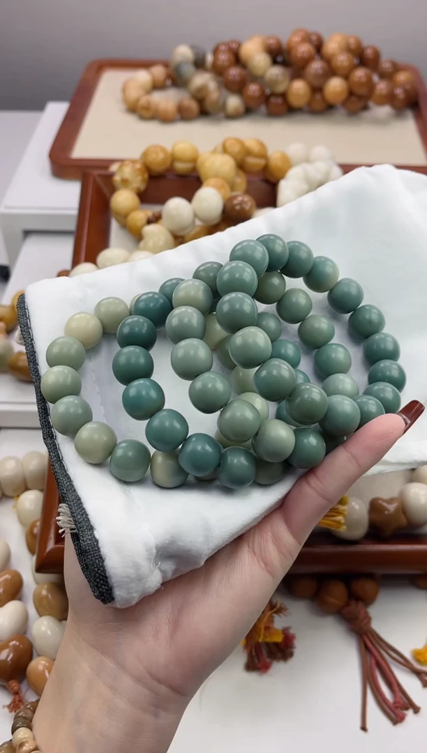 手串菩提根/象牙果k70干磨雾霾蓝苹果13*14mm手串随机