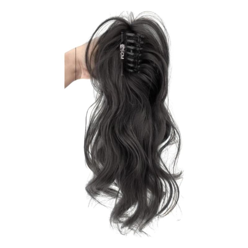 瀑布半扎抓夹高马尾假发女辣妹卷发高颅顶头顶增发神器网红长辫子