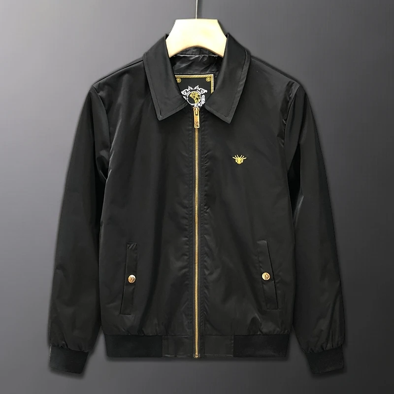 2025秋季新款男夹克潮流刺绣男装翻领夹克衫痞帅百搭男士上衣外套