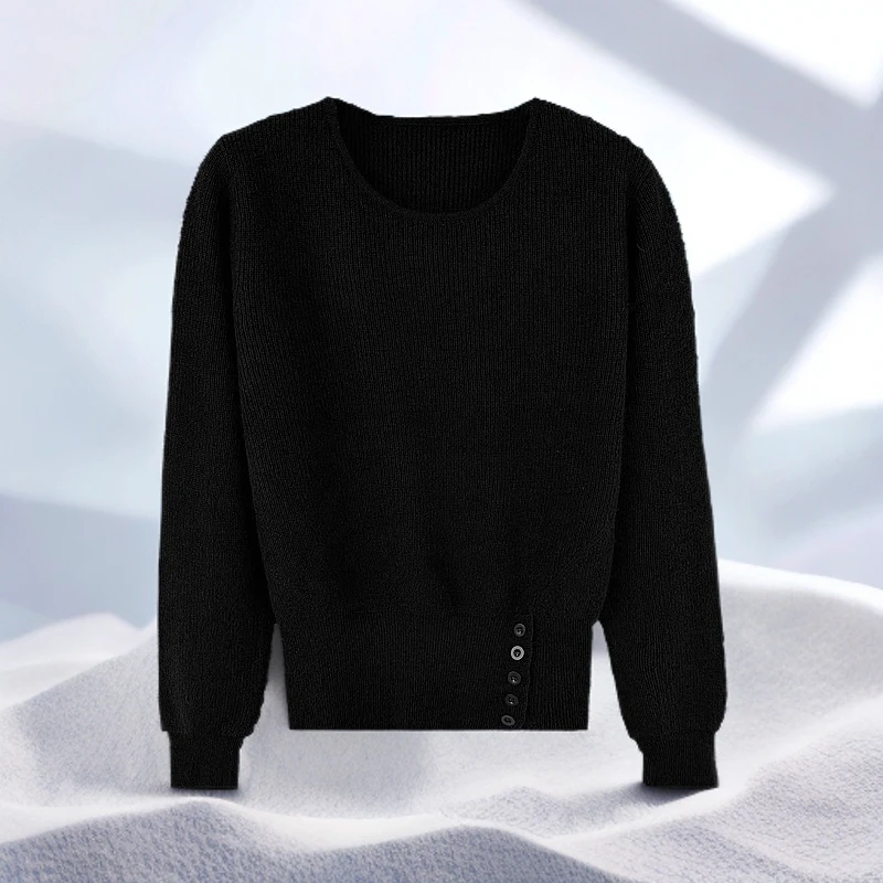 【晨浠定制】新款时尚百搭净版圆领针织上衣五色2120