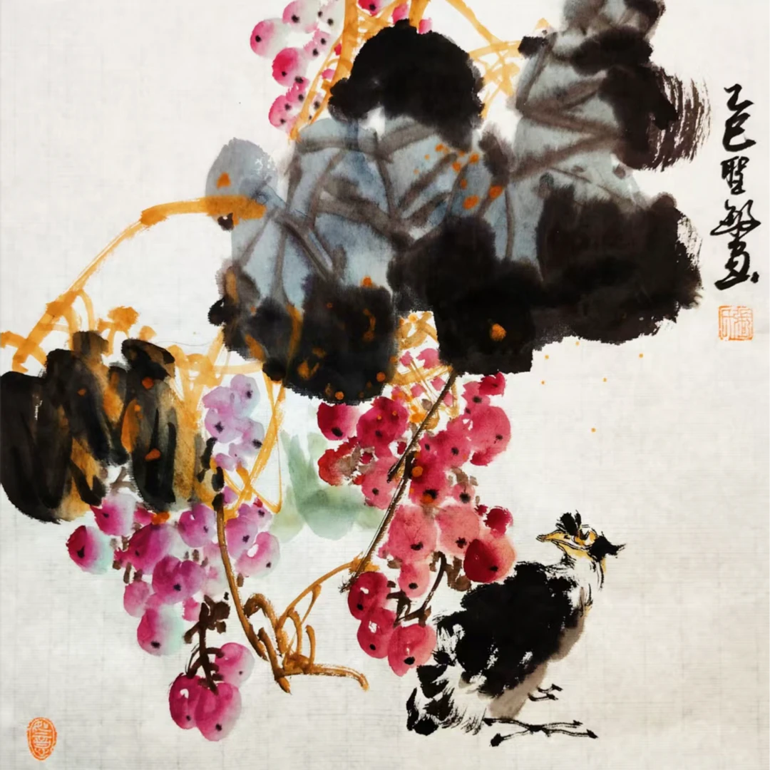 国画作品纯手绘花鸟画《玉珠含香》
