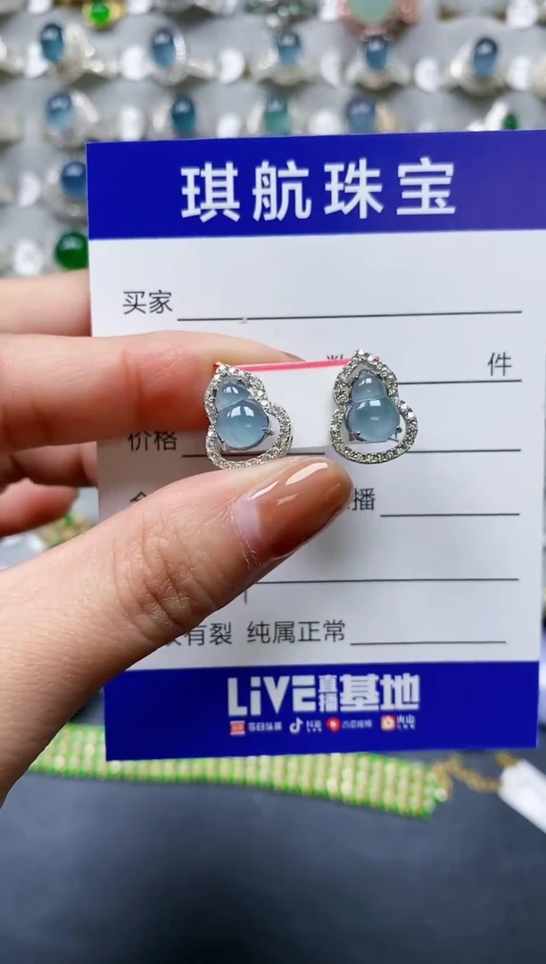 【闪购商品】翡翠耳饰银S925镶嵌0303