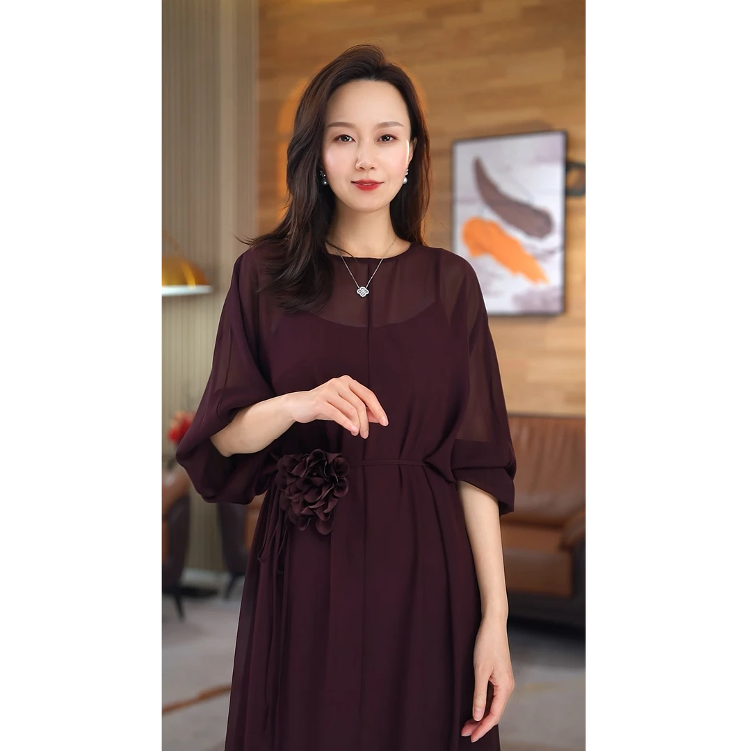 2025夏季新款中长款法式长裙气质时尚连衣裙