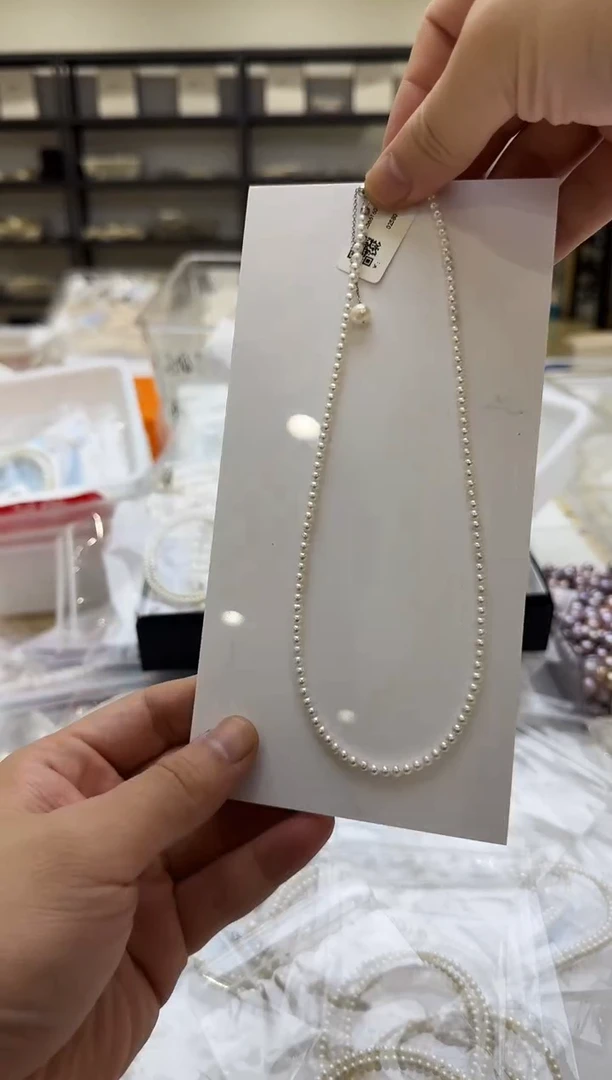 淡水珍珠未镶嵌项链3-4mm 卡家吊小珠