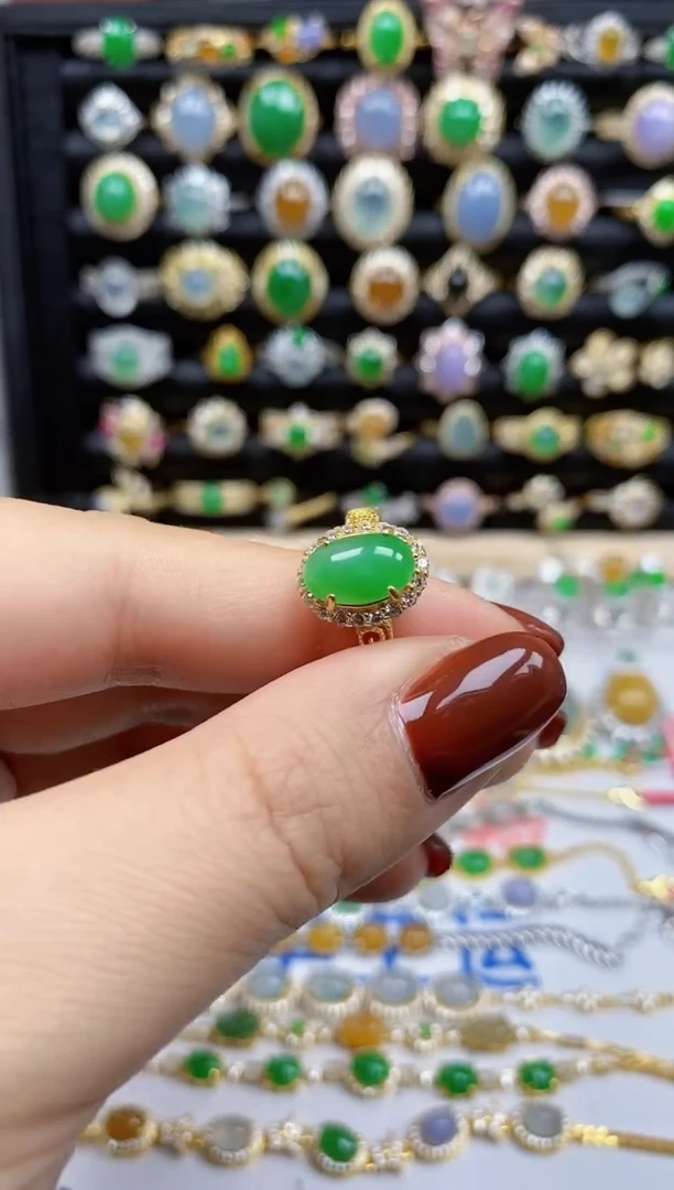 银S925镶嵌戒指翡翠9067