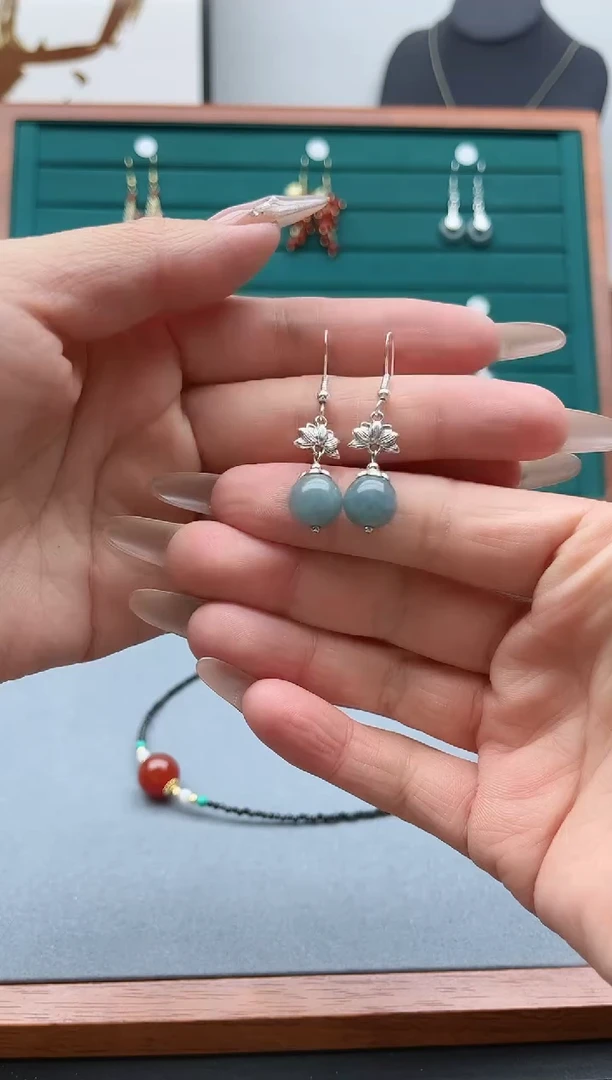 【闪购商品】玛瑙/玉髓耳饰银S925镶嵌01