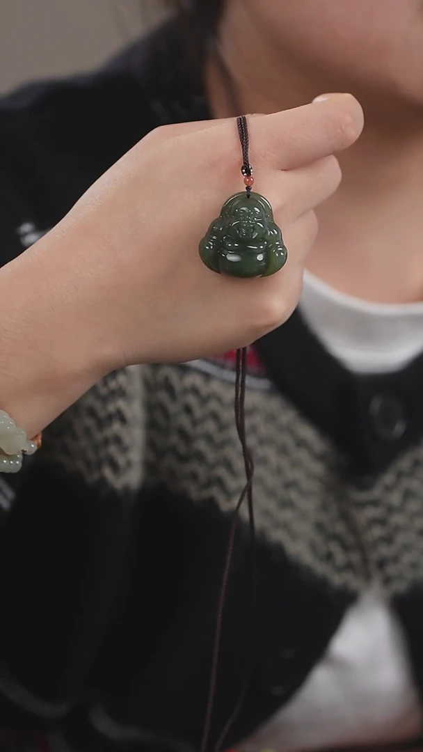 颈饰未镶嵌和田玉新疆沙枣青佛公吊坠多样性发一