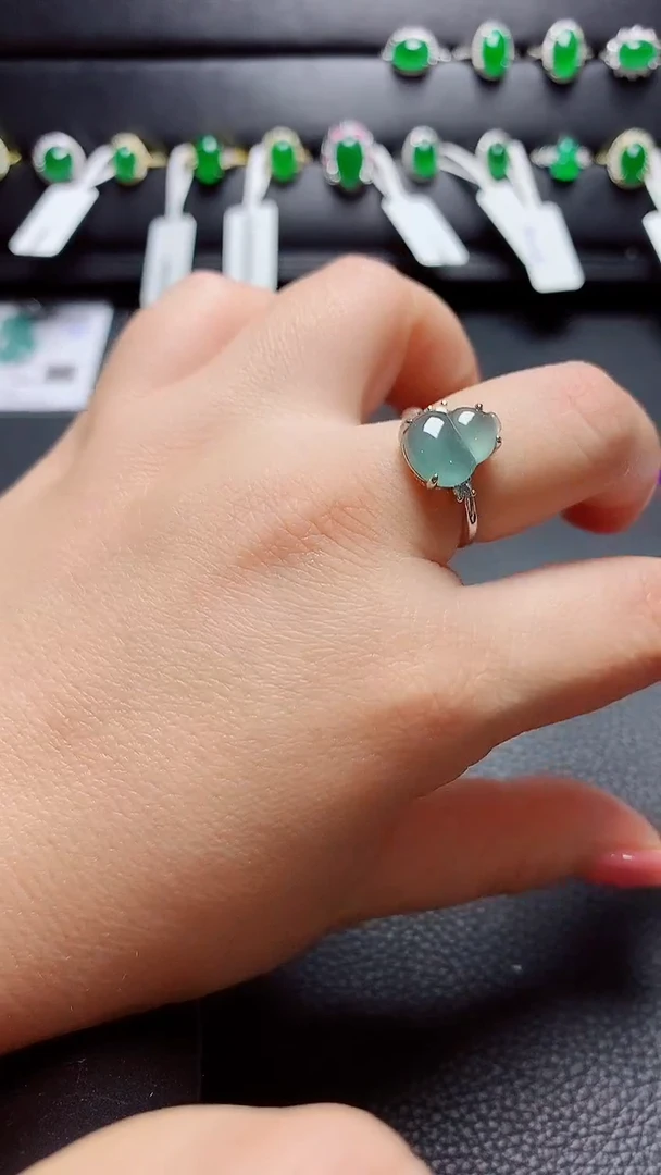 银S925镶嵌戒指翡翠天然翡翠A货s925银镶