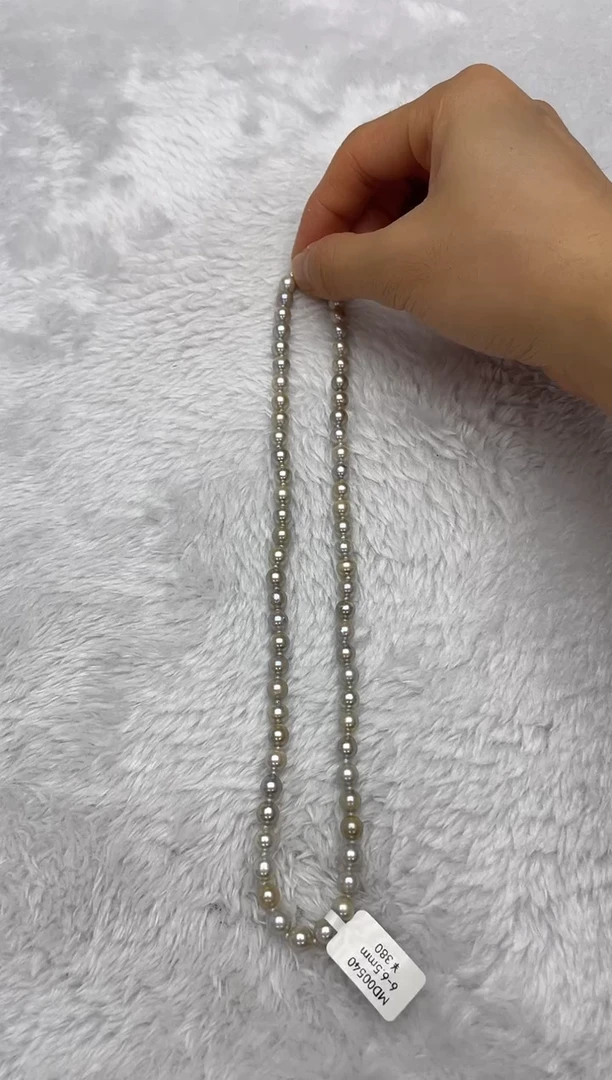 项链银S925镶嵌海水珍珠AK真多麻6-6.5mm