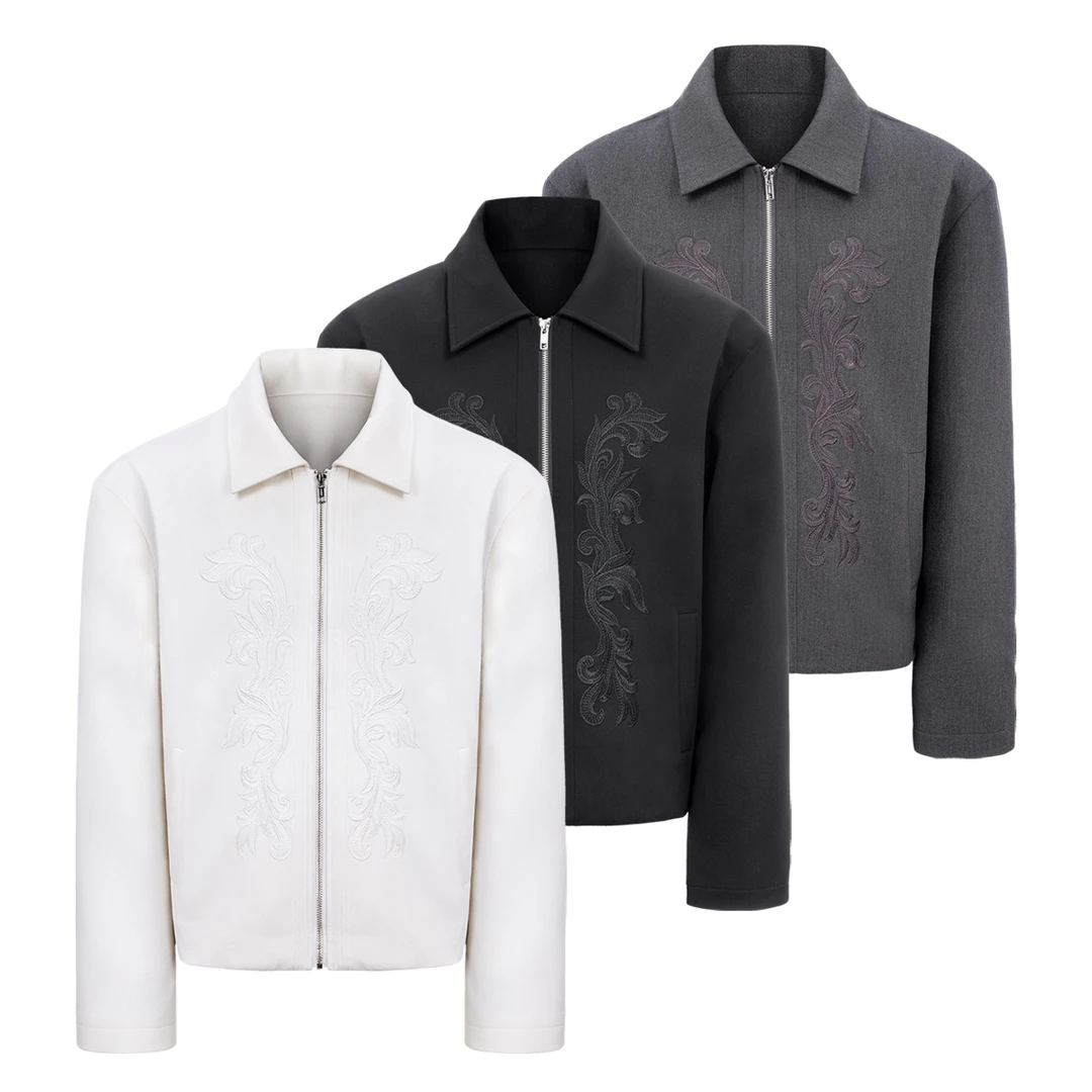 HT153 新中式重工刺绣外套春秋cleanfit小众设计感短款翻领夹克