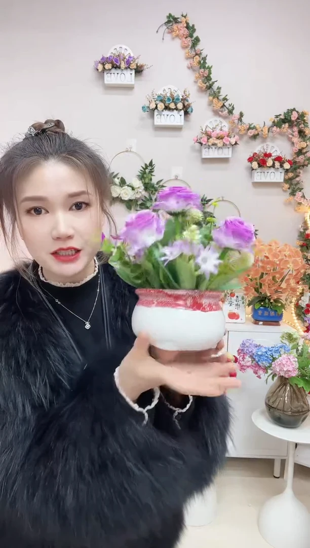 紫色茶苞+陶瓷盆