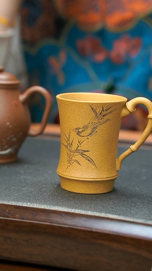 【闪购商品】紫砂茶壶刻鸟主人杯