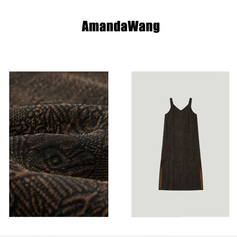 AmandaWang【香云纱柞蚕丝艺术家款】B321-28186083背带连衣裙