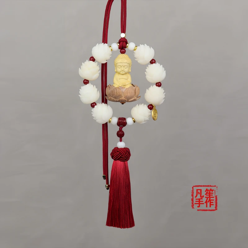白玉菩提莲花圆满小佛挂件挂饰原创后视镜饰品男女创意礼品礼物