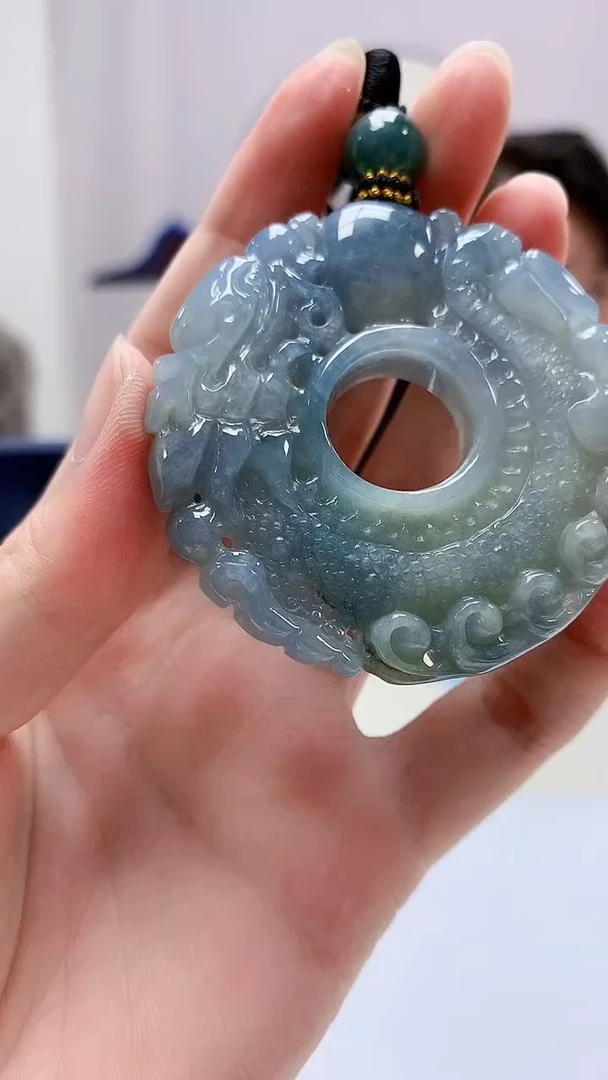 定制翡翠未镶嵌5060zm-毛货挂件仿古扣79