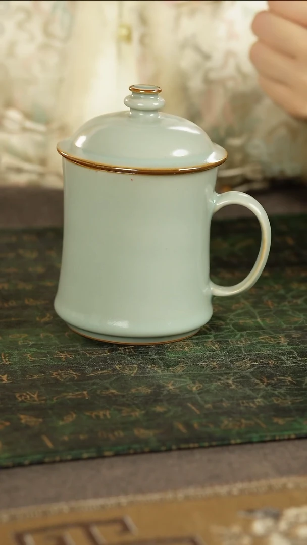 善窑厂汝窑天青高升办公杯