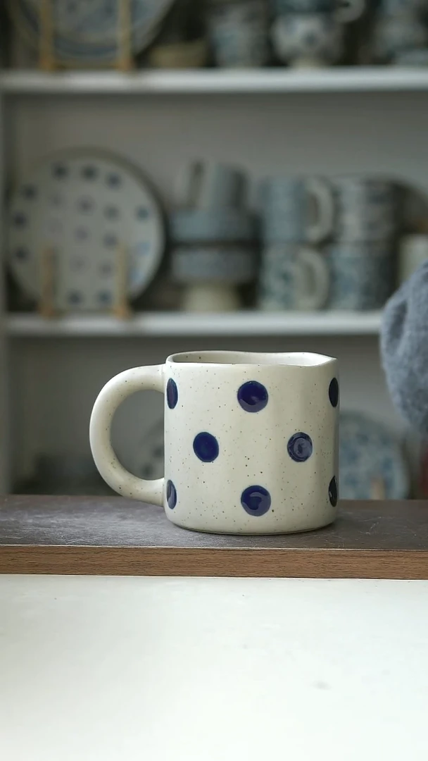 陶粗陶手绘蓝宝石马克杯42ml@7-10@