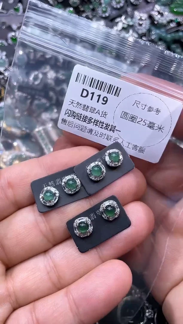 【闪购商品】翡翠颈饰未镶嵌D119耳钉 多样性发其一