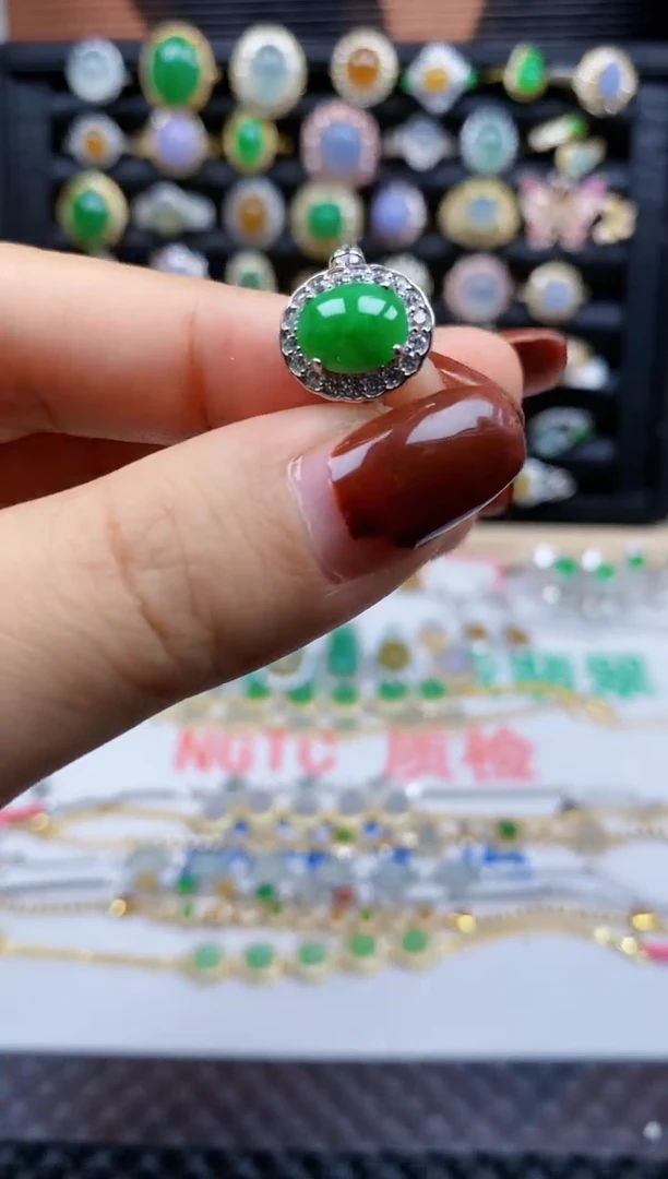 银S925镶嵌戒指翡翠262