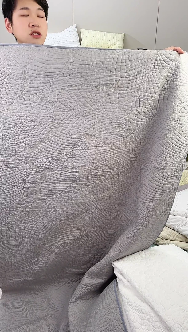 棉芭蕉叶灰230*250单床盖纯棉