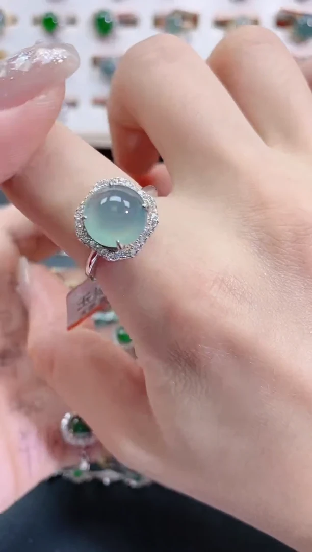 银S925镶嵌戒指翡翠天然翡翠