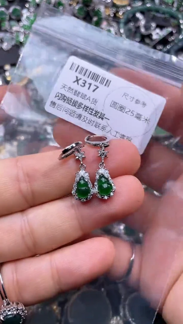 【闪购商品】翡翠颈饰未镶嵌X317耳扣