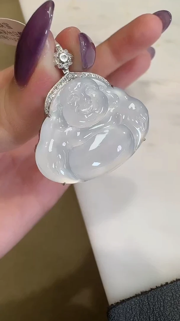 吊坠(不含链)18K金镶嵌翡翠【源头工厂】钻石镶嵌