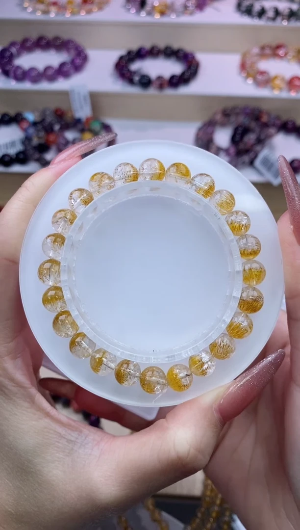 水晶手串未镶嵌黄金超七7m+