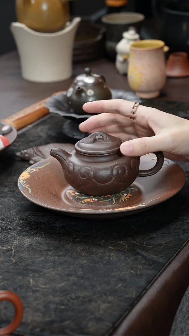 九隐茶器紫玉金砂仿古如意