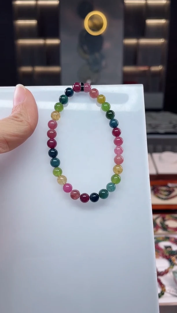 未镶嵌老矿碧玺单圈手串6mm+碧玺（多样性发一条）Q