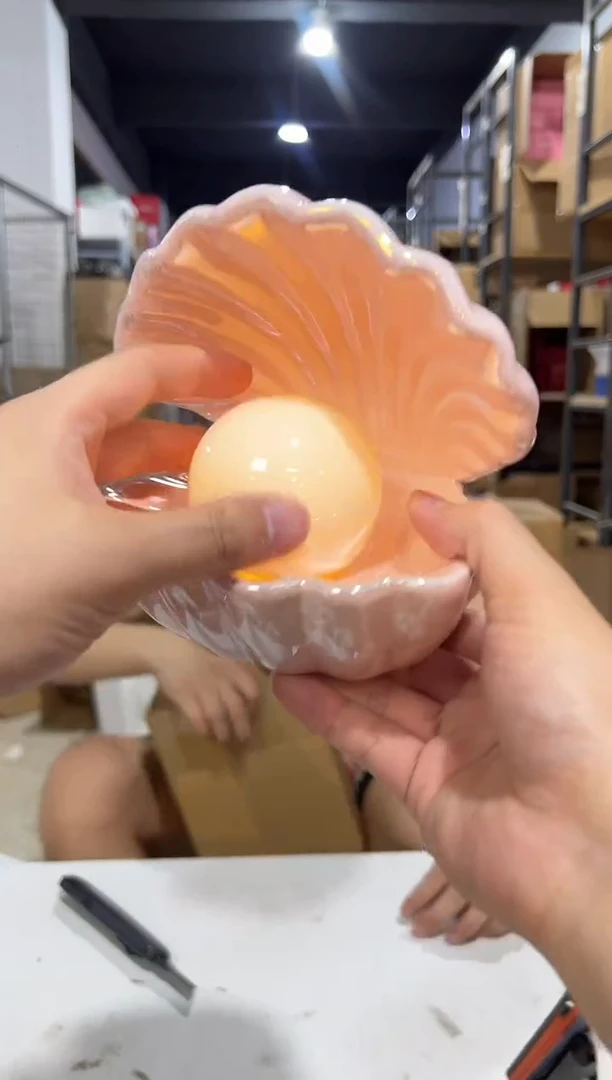 瓷片陶瓷粉色贝壳加灯