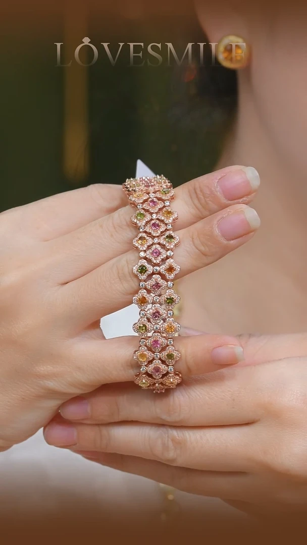 银S925镶嵌手链碧玺050