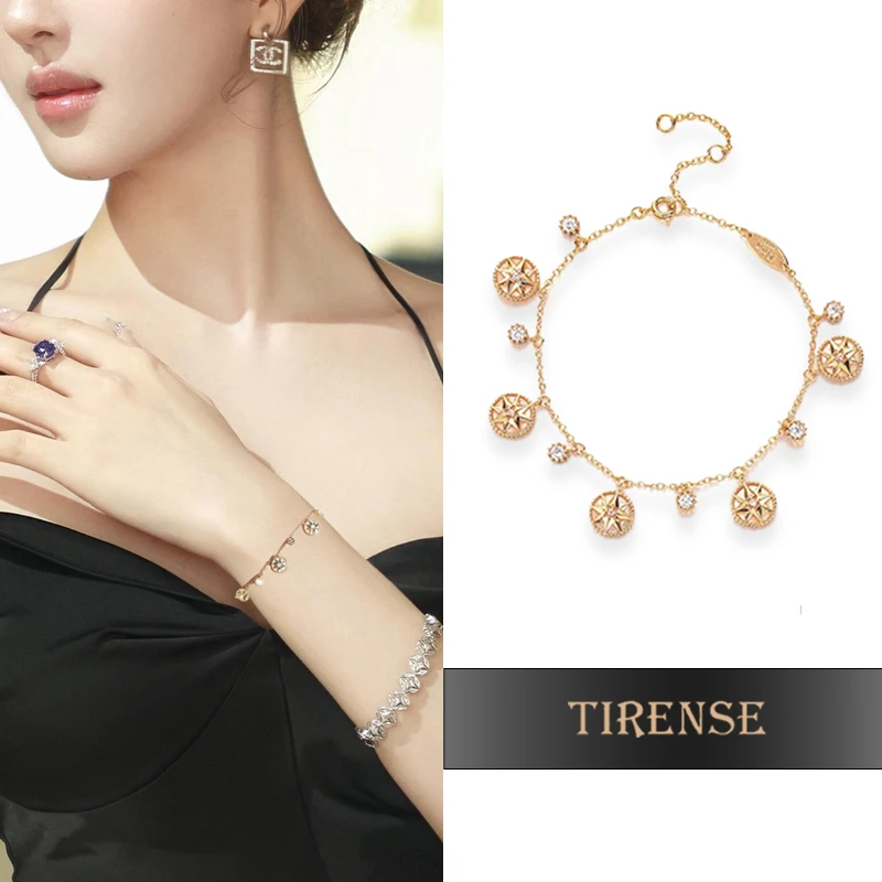 TIRENSE/狄伦斯 铜合金手链 镀K金轻奢气质时尚百搭五罗盘