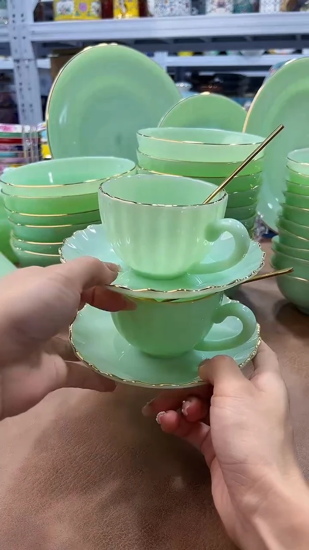 玉瓷咖啡杯三件套2组