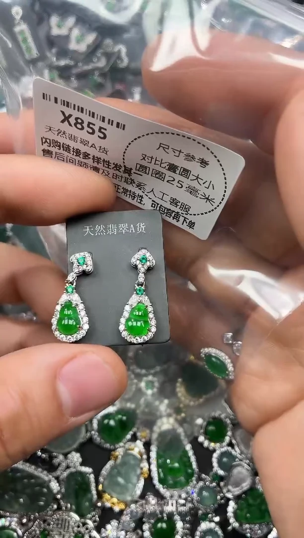 颈饰未镶嵌翡翠X855耳钉