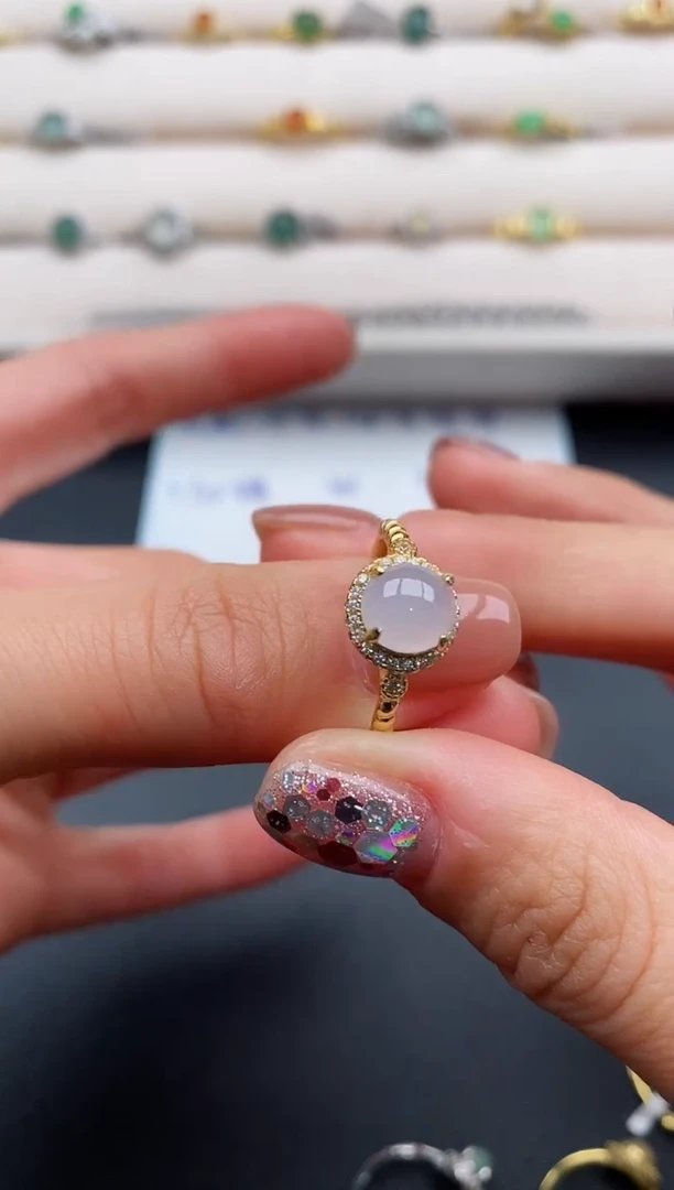 银S925镶嵌戒指翡翠666666+4