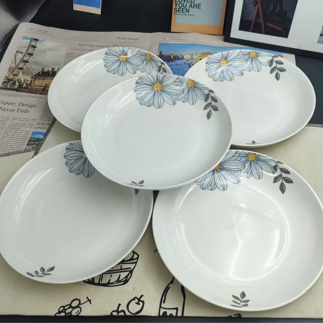 【6只装】丹草亭8英寸盘子陶瓷餐具