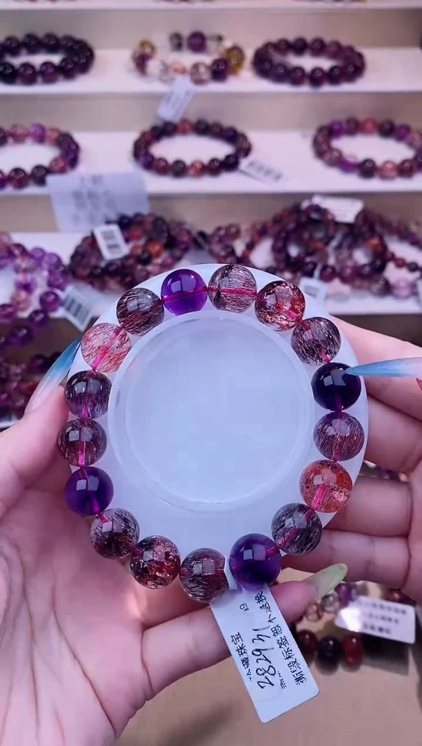 未镶嵌手链水晶黑加仑超七单圈12m+