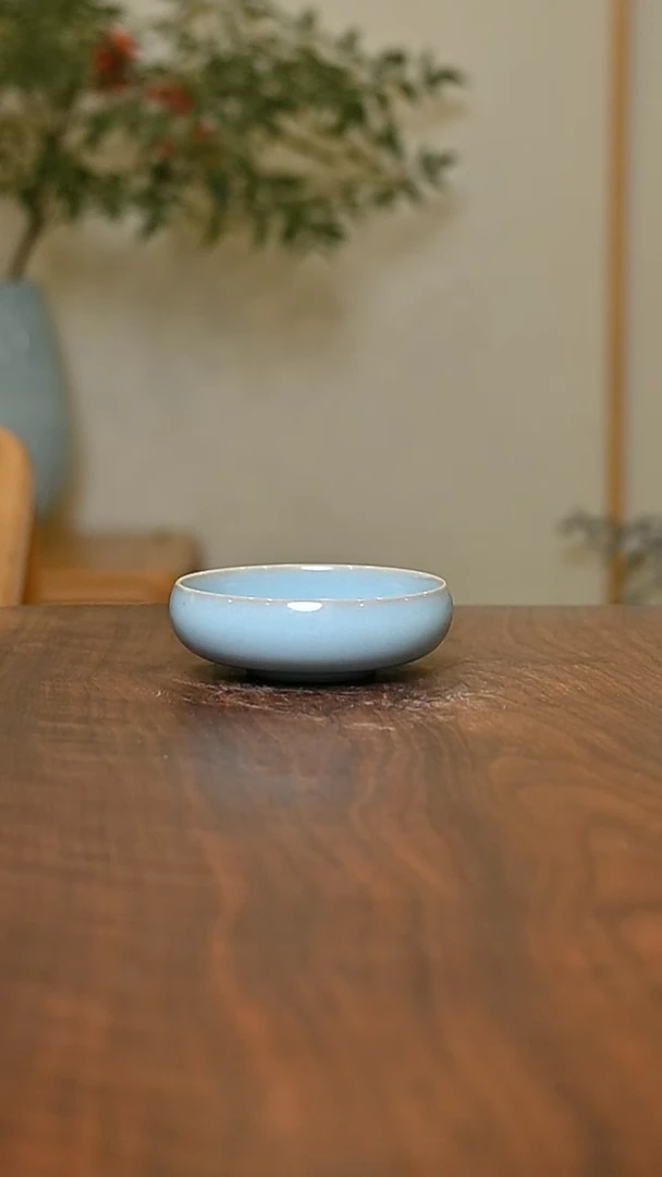 禅定杯 天青 微瑕 朱法喜款