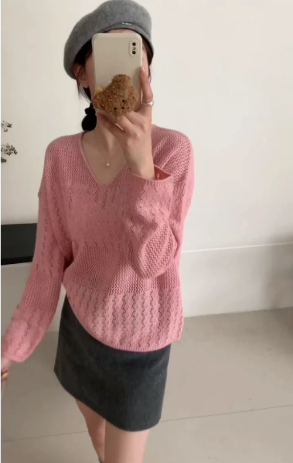 【素简.800178】秋冬新款宝藏上新贝壳摒珠片羊毛混纺针织衫