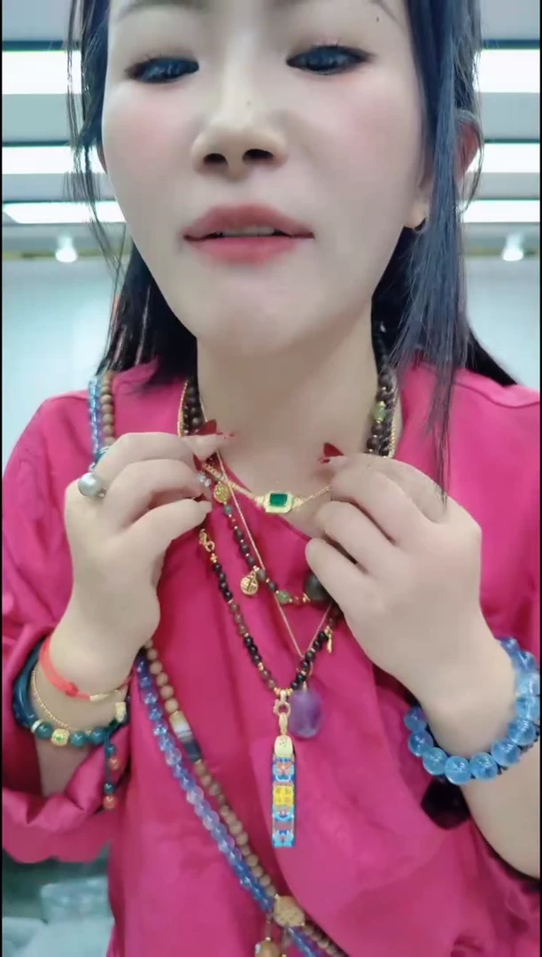 【闪购商品】玛瑙/玉髓颈饰合金1936绿色石项链