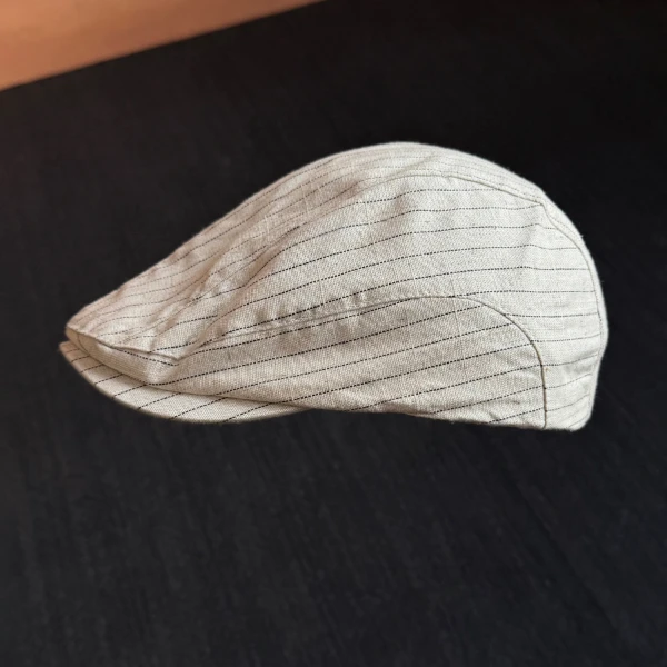 棉麻透气白色前进帽女夏季轻薄文艺复古条纹日系贝雷帽帽子男画家