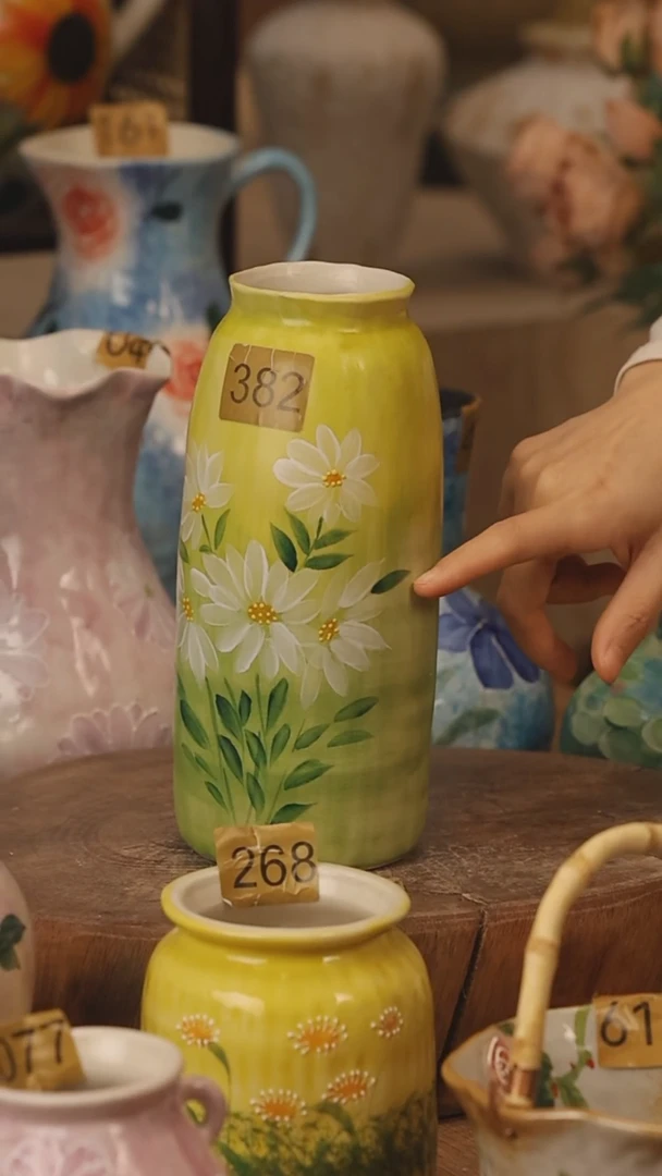 陶瓷景德镇设计师手作花器摆件侘寂风@M382@