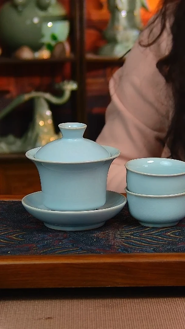 【闪购商品】原矿汝瓷福利盖碗，微瑕，无礼盒