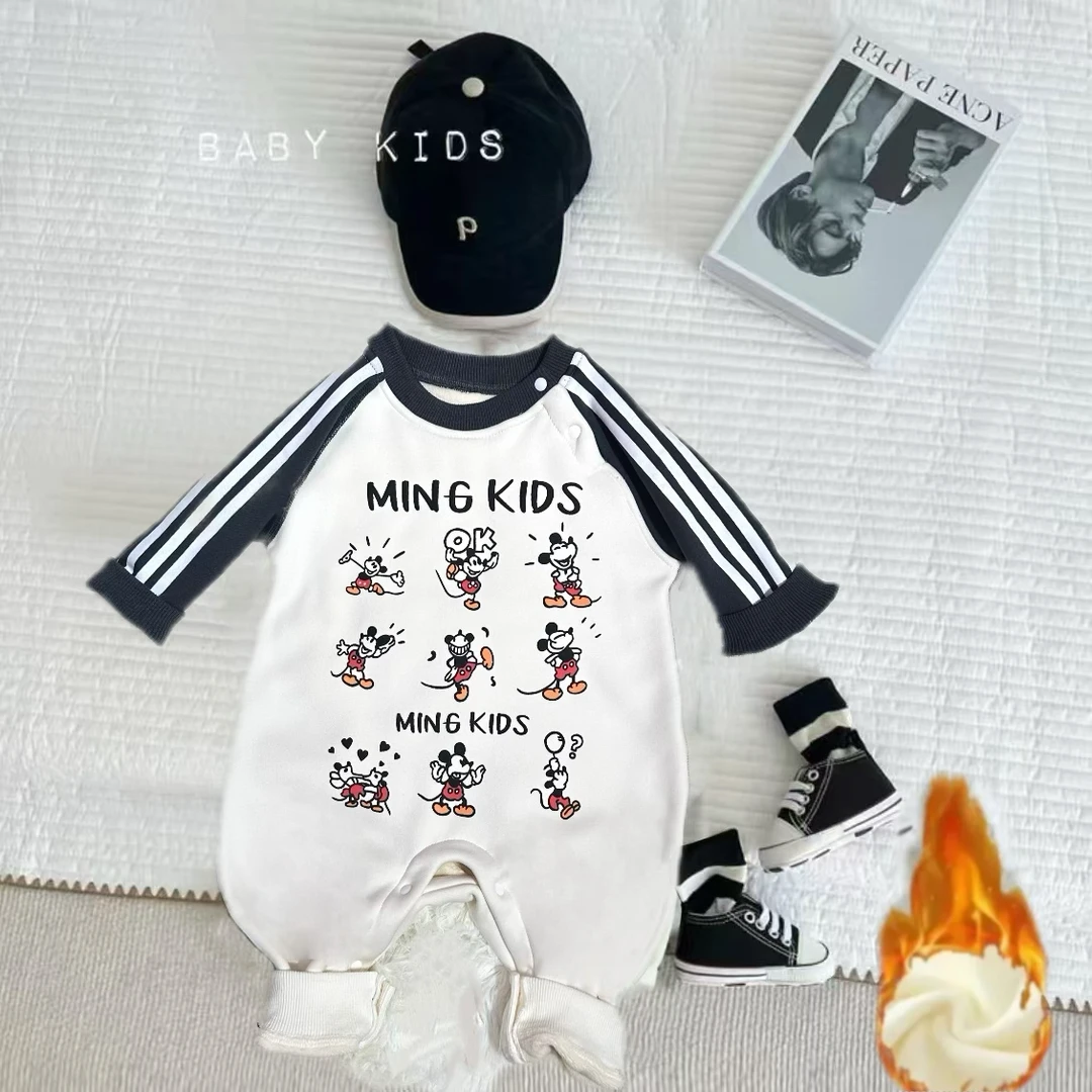 （全）秋冬加绒婴幼儿套肩扣连衣亲肤透气爬服哈衣春秋长袖连衣