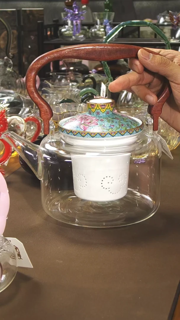 珐琅彩陶瓷壶晶焱金标