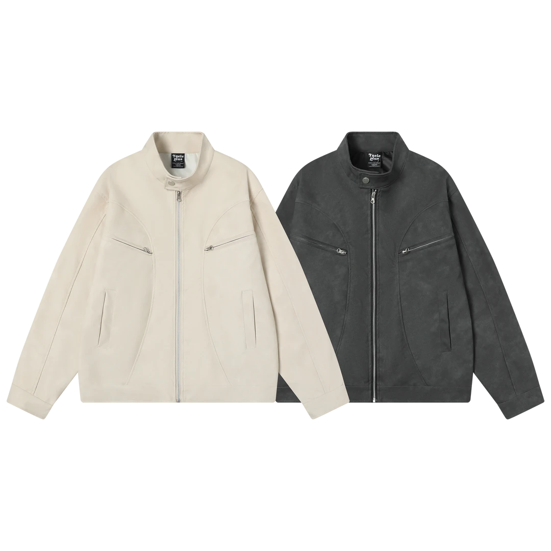 【现货】TAELE PLUS哈灵顿水洗皮立领cleanfit2025春季防风机车外套