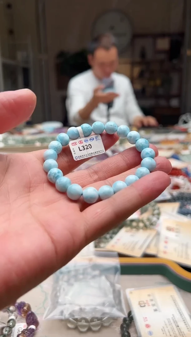 针钠钙石（海纹石）未镶嵌手链L320海纹石手链 卡9+